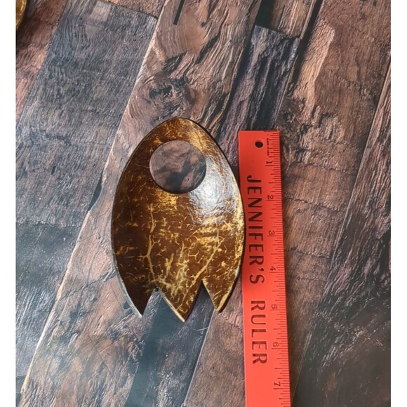 VTG Set of Wood Salad Tongs Mid Century Modern (2 pieces) Hawaiian Inspired - Picture 7 of 7